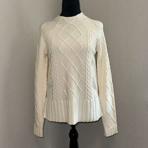 Cyrus Sweater Women's XS Off-white Rayon Cable Knitted Long Sleeve Pullover